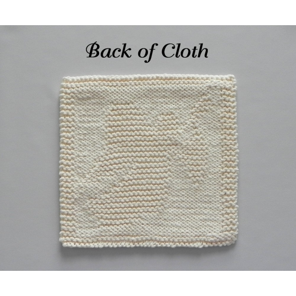 back of christmas angel with trumpet knit dishcloth pattern