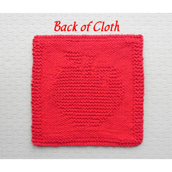 back of APPLE square knit dishcloth pattern