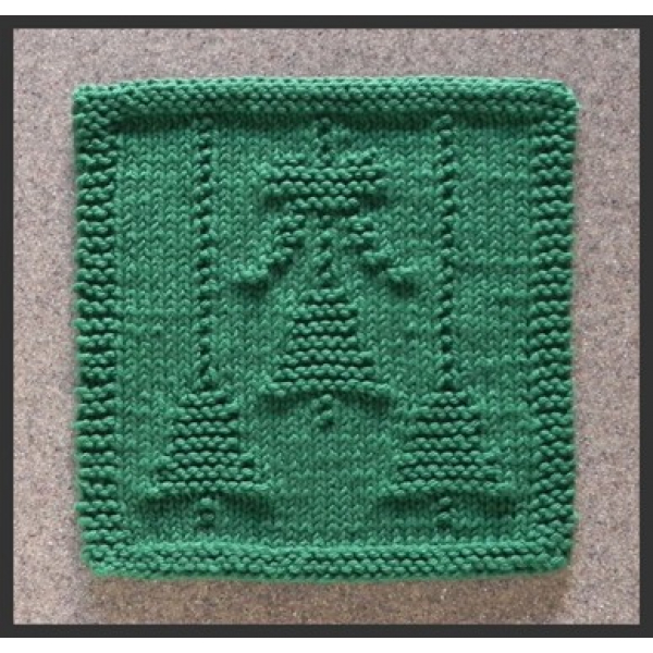 Christmas Bells and Bow Knit Wash Cloth Pattern