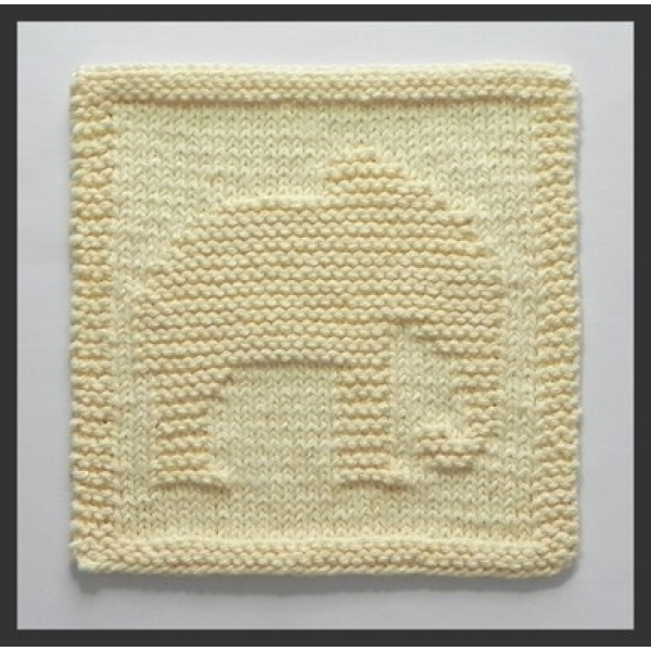Elephant knitting pattern with trunk curled under
