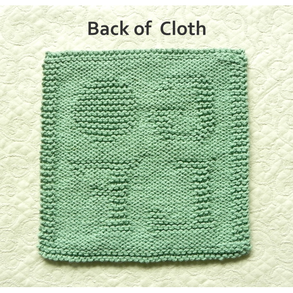 Back of GOLF letters knit dishcloth pattern