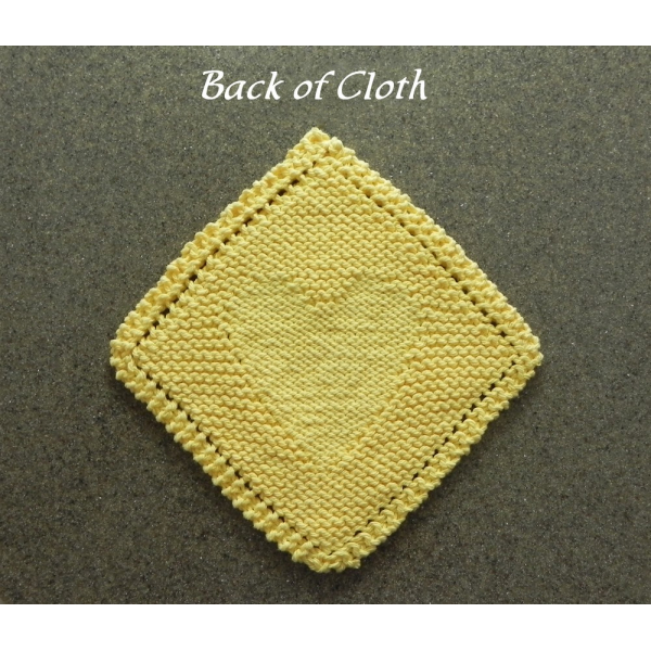 Back of Grandma's Favorite dishcloth pattern with heart