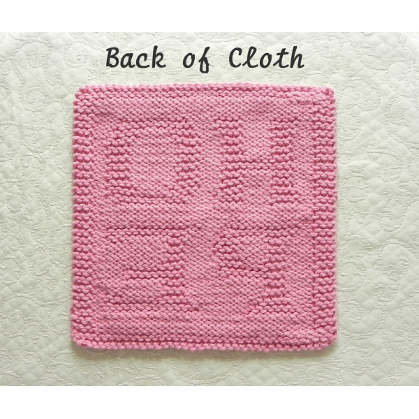 Back of HOPE knit dishcloth pattern Back of HOPE knit dishcloth pattern