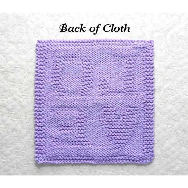 Back of LOVE knitting pattern square
