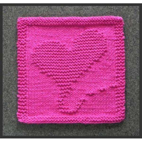 modern heart knit dishcloth pattern
