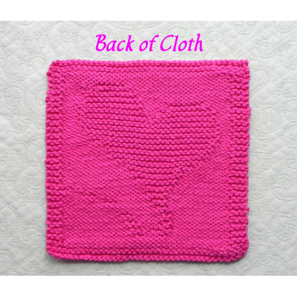 back of modern heart knitting pattern square