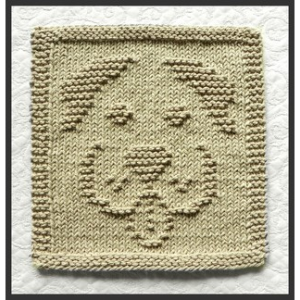 Puppy Dog Face knit square pattern