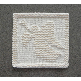 Christmas Angel with trumpet square knitting pattern