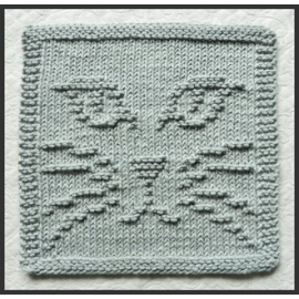 Cat Face Knitting Pattern Square