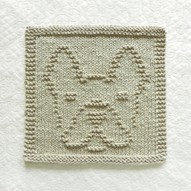 French Bulldog knit dishcloth pattern