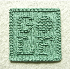 GOLF letters knit dishcloth pattern