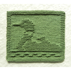 Loon with baby on back knit square pattern