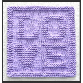 LOVE knitting pattern for wash cloth