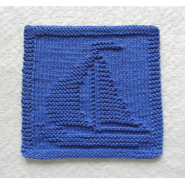 Sailboat with flag knit dish cloth pattern