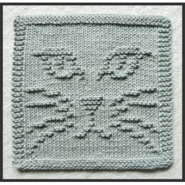 Cat Face Knit Dishcloth Pattern