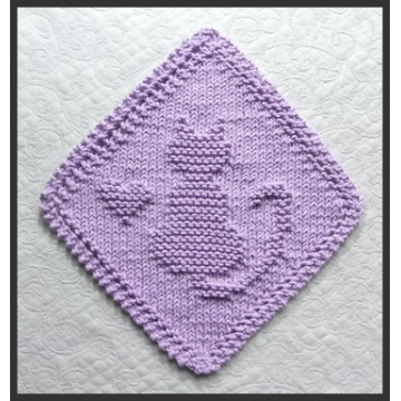 Cat & Heart Diagonal Wash Cloth Pattern