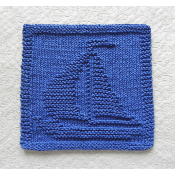 SAILBOAT Knit Dish Cloth Pattern